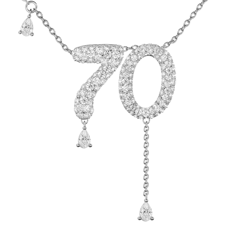 70 Pavé Diamond Numerology Necklace White Gold 20mm by Logan Hollowell Jewelry