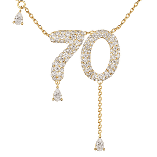 70 Pavé Diamond Numerology Necklace Yellow Gold 20mm by Logan Hollowell Jewelry