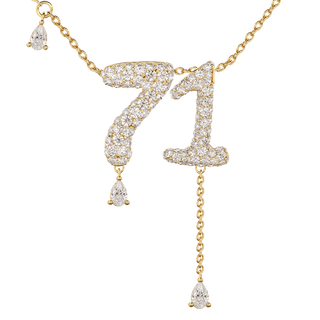 71 Pavé Diamond Numerology Necklace Yellow Gold 20mm by Logan Hollowell Jewelry