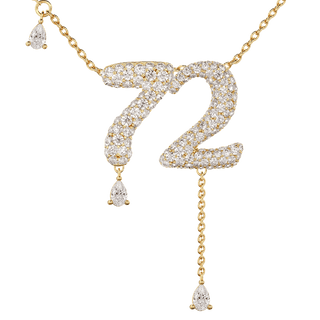 72 Pavé Diamond Numerology Necklace Yellow Gold 20mm by Logan Hollowell Jewelry