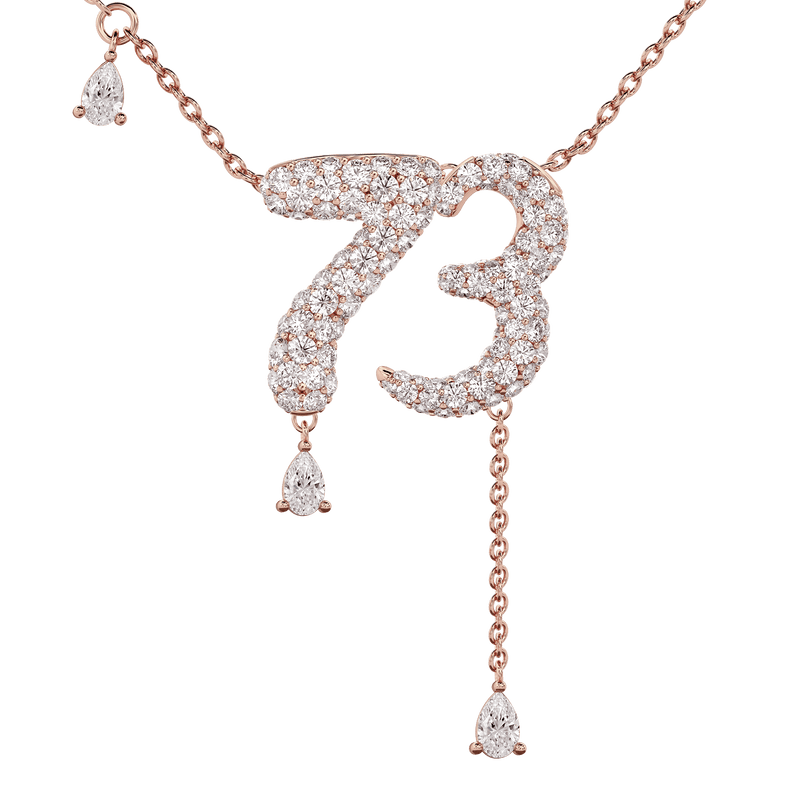 73 Pavé Diamond Numerology Necklace Rose Gold 20mm by Logan Hollowell Jewelry