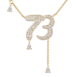 73 Pavé Diamond Numerology Necklace Yellow Gold 20mm by Logan Hollowell Jewelry