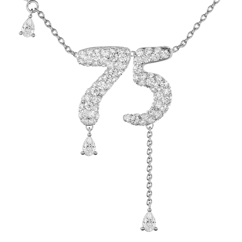 75 Pavé Diamond Numerology Necklace White Gold 20mm by Logan Hollowell Jewelry
