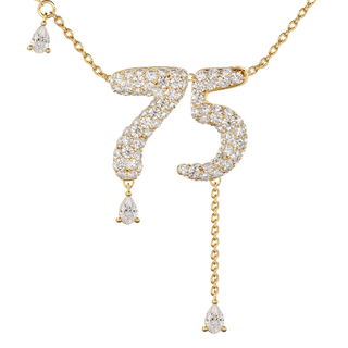 75 Pavé Diamond Numerology Necklace Yellow Gold 20mm by Logan Hollowell Jewelry