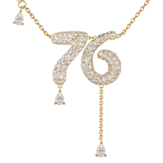 76 Pavé Diamond Numerology Necklace Yellow Gold 20mm by Logan Hollowell Jewelry