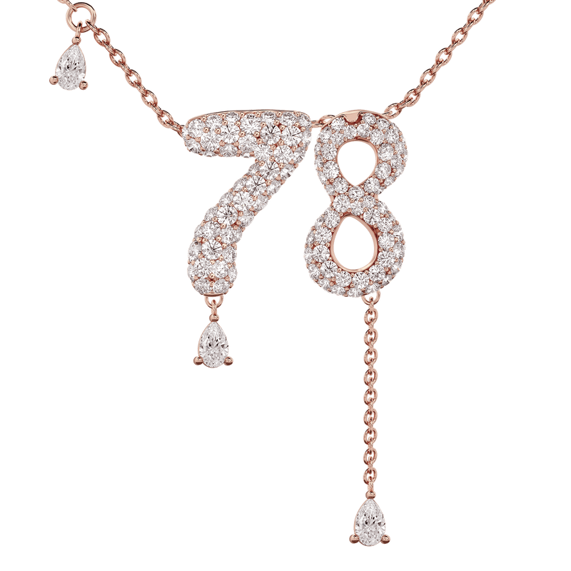 78 Pavé Diamond Numerology Necklace Rose Gold 20mm by Logan Hollowell Jewelry