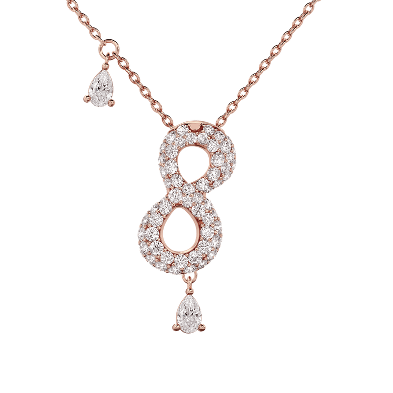 8 Pavé Diamond Numerology Necklace Rose Gold 20mm by Logan Hollowell Jewelry