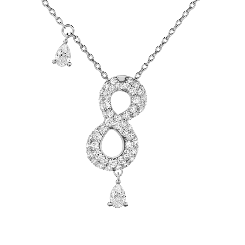 8 Pavé Diamond Numerology Necklace White Gold 20mm by Logan Hollowell Jewelry