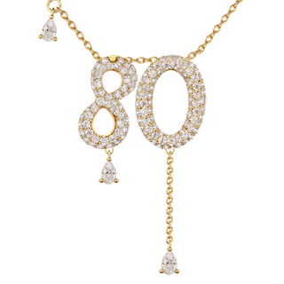 80 Pavé Diamond Numerology Necklace Yellow Gold 20mm by Logan Hollowell Jewelry