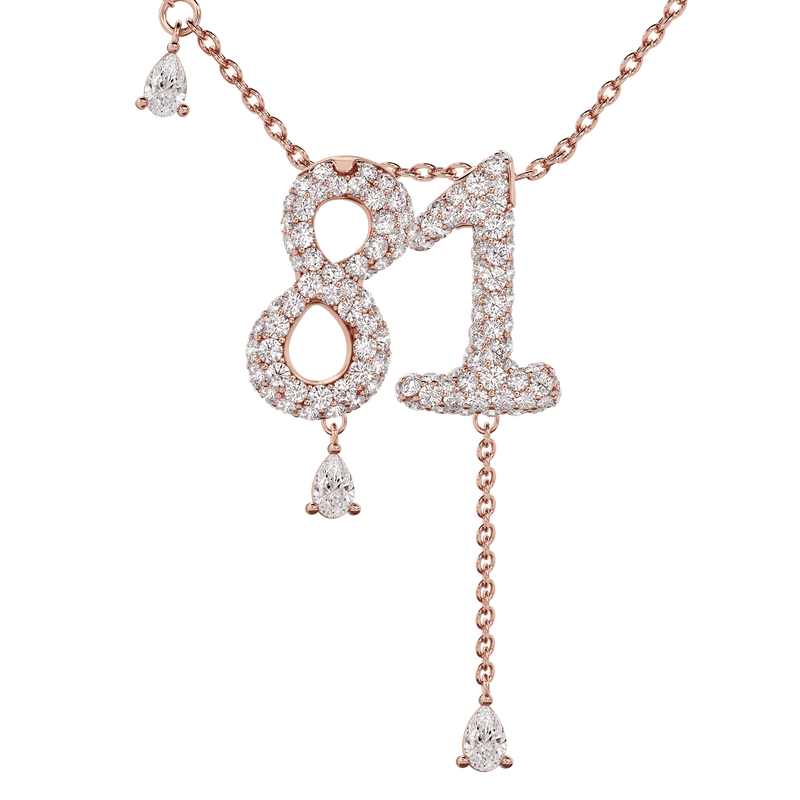 81 Pavé Diamond Numerology Necklace Rose Gold 20mm by Logan Hollowell Jewelry