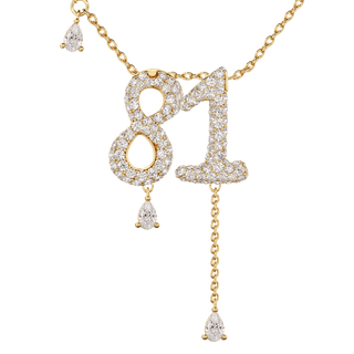 81 Pavé Diamond Numerology Necklace Yellow Gold 20mm by Logan Hollowell Jewelry