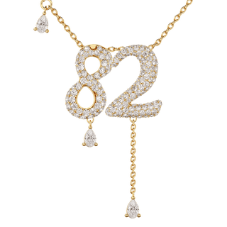 82 Pavé Diamond Numerology Necklace Yellow Gold 20mm by Logan Hollowell Jewelry