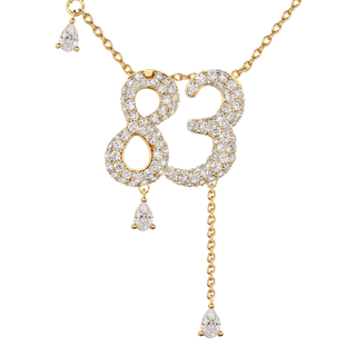 83 Pavé Diamond Numerology Necklace Yellow Gold 20mm by Logan Hollowell Jewelry