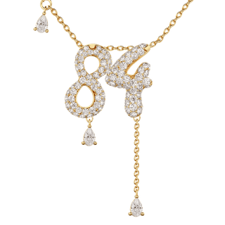 84 Pavé Diamond Numerology Necklace Yellow Gold 20mm by Logan Hollowell Jewelry
