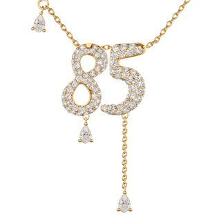 85 Pavé Diamond Numerology Necklace Yellow Gold 20mm by Logan Hollowell Jewelry