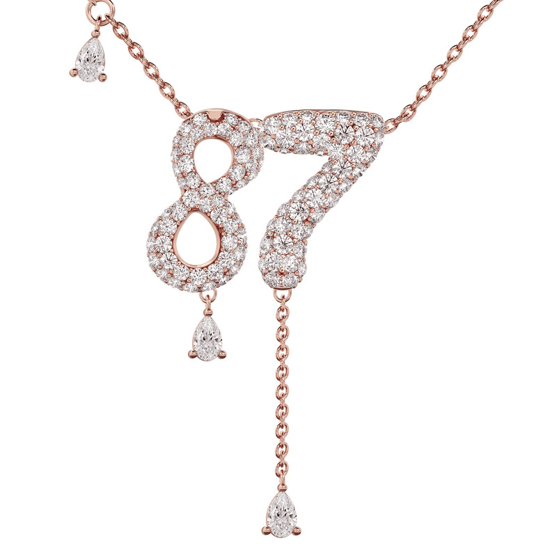 87 Pavé Diamond Numerology Necklace Rose Gold 20mm by Logan Hollowell Jewelry