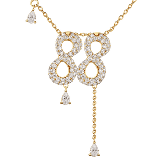 88 Pavé Diamond Numerology Necklace Yellow Gold 20mm by Logan Hollowell Jewelry