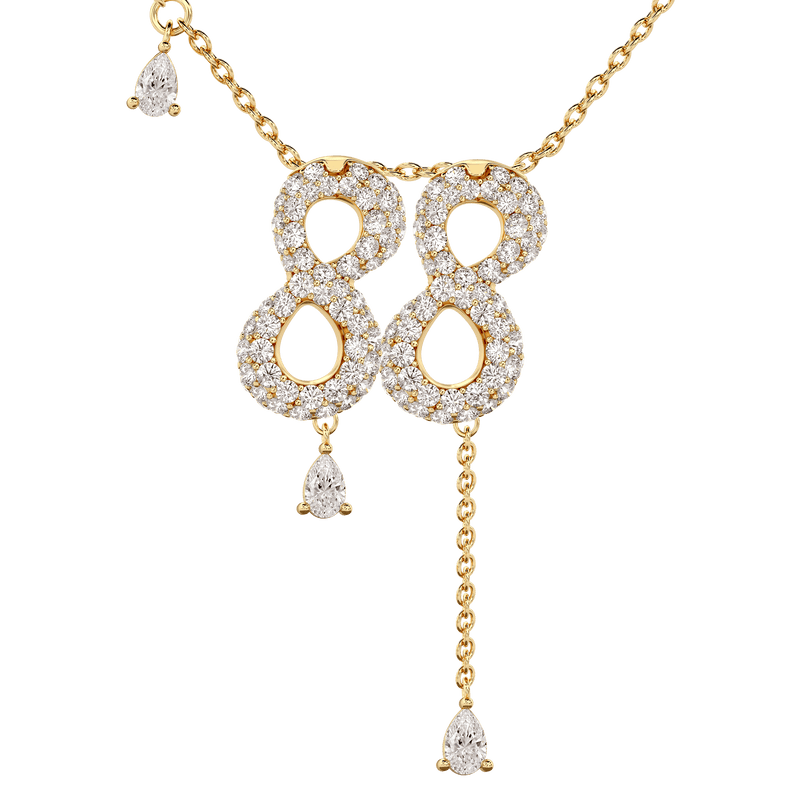 88 Pavé Diamond Numerology Necklace Yellow Gold 20mm by Logan Hollowell Jewelry