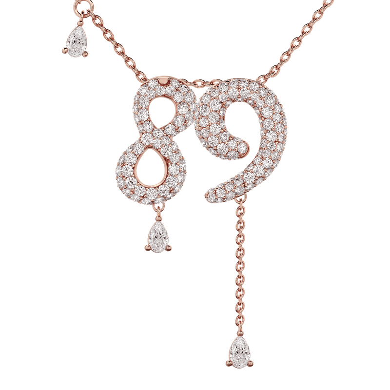 89 Pavé Diamond Numerology Necklace Rose Gold 20mm by Logan Hollowell Jewelry