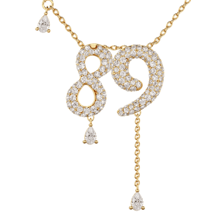89 Pavé Diamond Numerology Necklace Yellow Gold 20mm by Logan Hollowell Jewelry