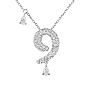 9 Pavé Diamond Numerology Necklace White Gold 20mm by Logan Hollowell Jewelry