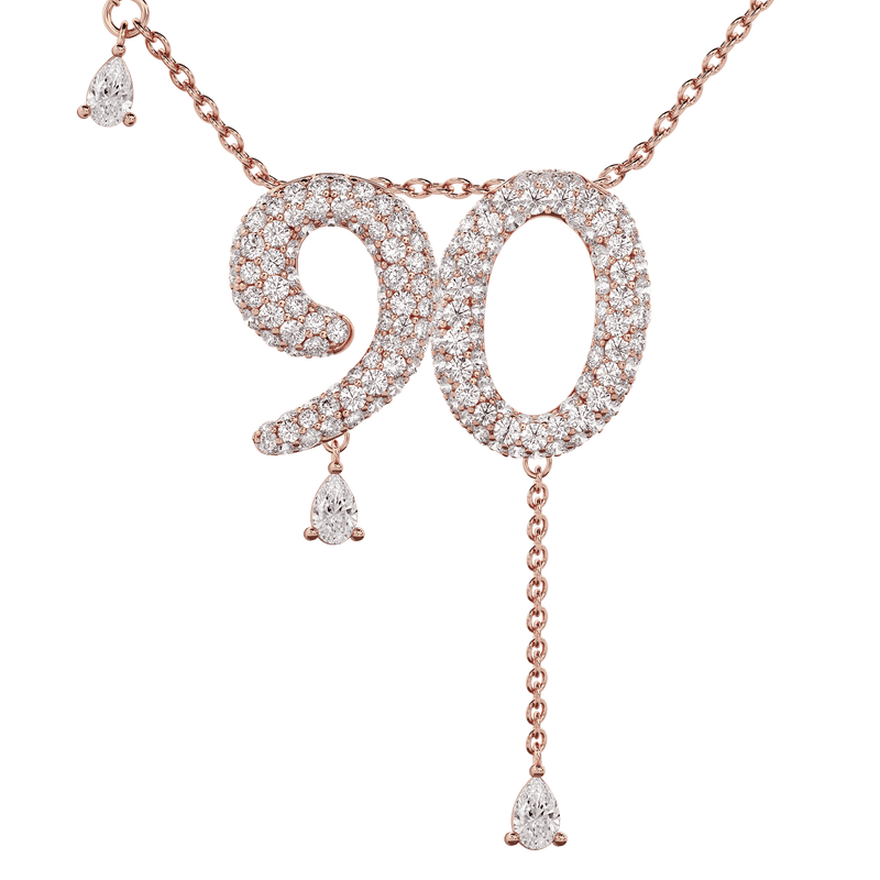 90 Pavé Diamond Numerology Necklace Rose Gold 20mm by Logan Hollowell Jewelry