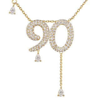 90 Pavé Diamond Numerology Necklace Yellow Gold 20mm by Logan Hollowell Jewelry