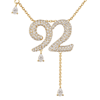 92 Pavé Diamond Numerology Necklace Yellow Gold 20mm by Logan Hollowell Jewelry