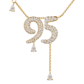 95 Pavé Diamond Numerology Necklace Yellow Gold 20mm by Logan Hollowell Jewelry