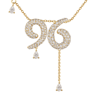 96 Pavé Diamond Numerology Necklace Yellow Gold 20mm by Logan Hollowell Jewelry