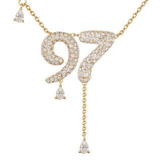 97 Pavé Diamond Numerology Necklace Yellow Gold 20mm by Logan Hollowell Jewelry