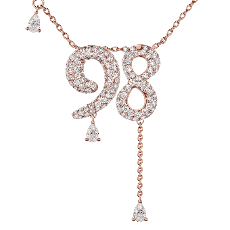 98 Pavé Diamond Numerology Necklace Rose Gold 20mm by Logan Hollowell Jewelry