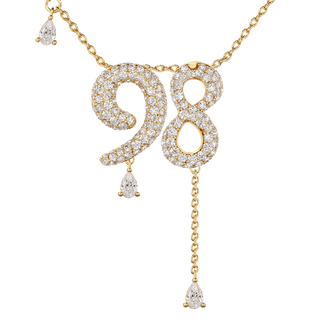 98 Pavé Diamond Numerology Necklace Yellow Gold 20mm by Logan Hollowell Jewelry