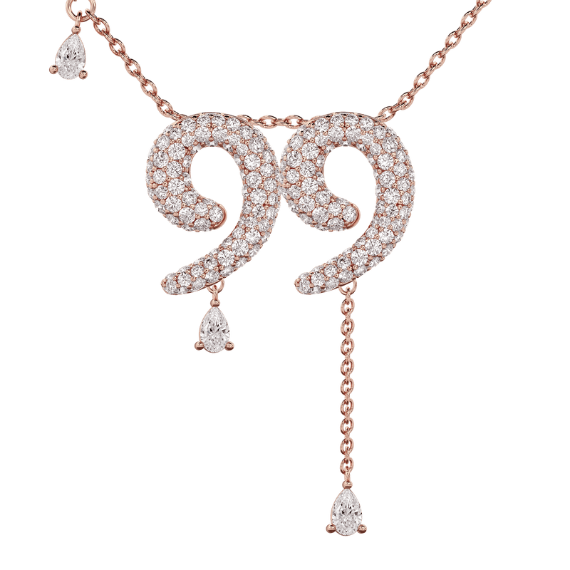 99 Pavé Diamond Numerology Necklace Rose Gold 20mm by Logan Hollowell Jewelry
