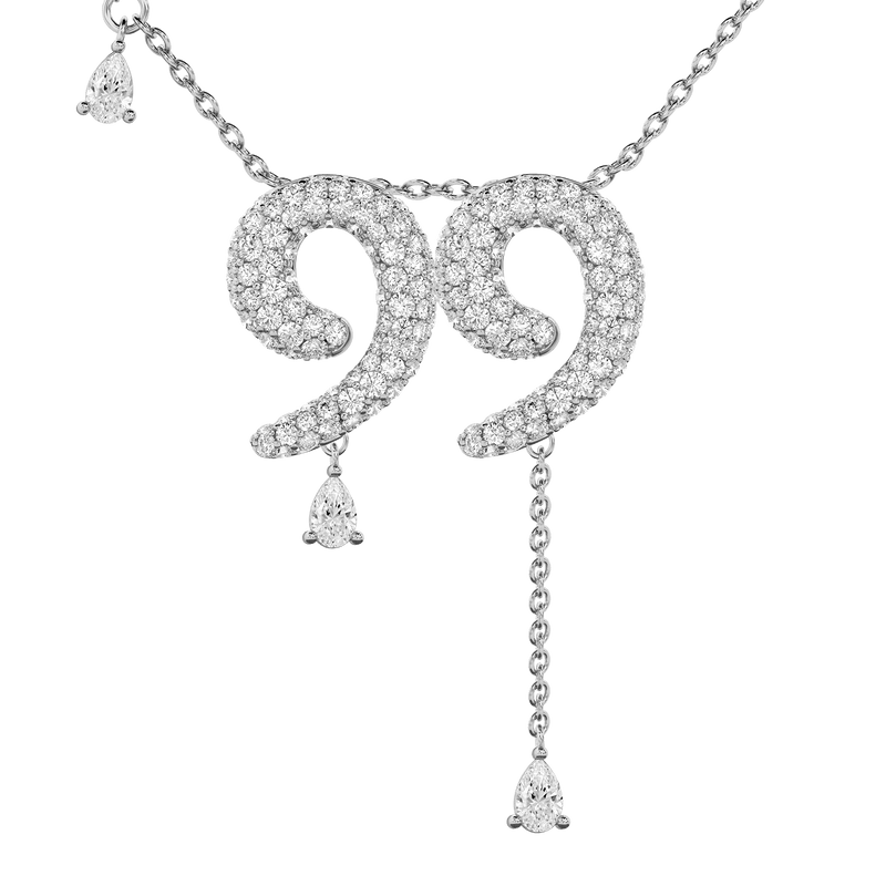 99 Pavé Diamond Numerology Necklace White Gold 20mm by Logan Hollowell Jewelry