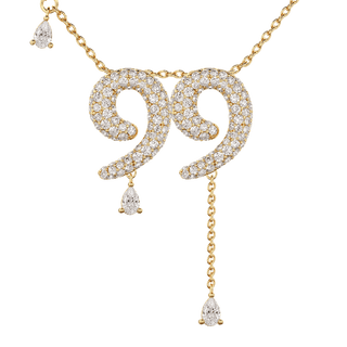 99 Pavé Diamond Numerology Necklace Yellow Gold 20mm by Logan Hollowell Jewelry