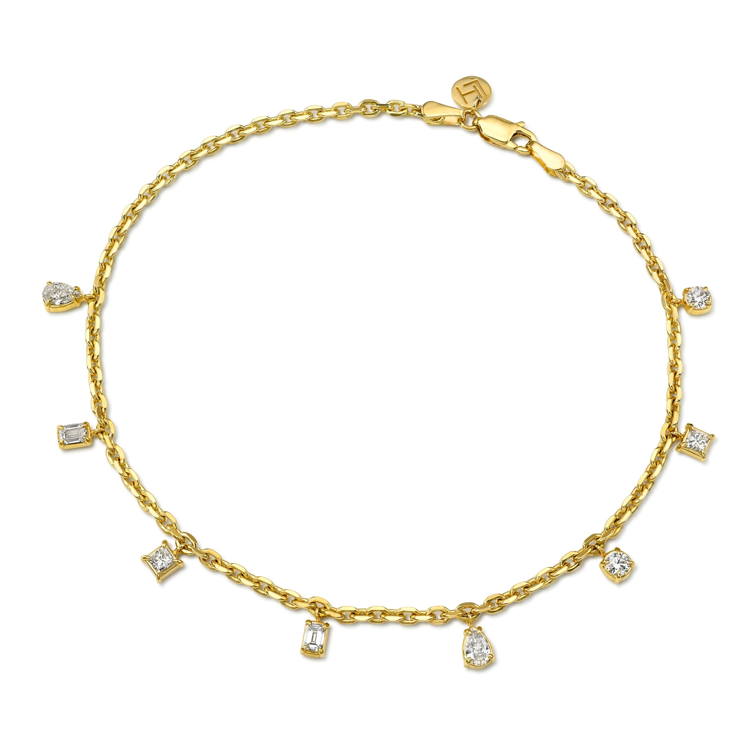 Mixed Cut Anklet Yellow Gold by Logan Hollowell Jewelry