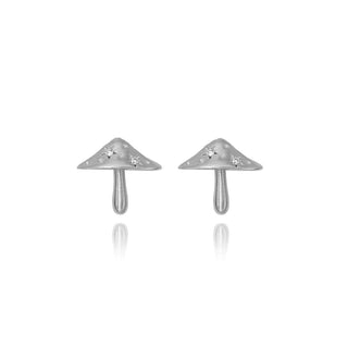 LH x Alice Baby Mushroom Orbit Studs White Gold   by Logan Hollowell Jewelry