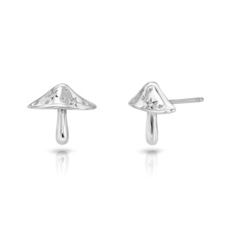 LH x Alice Baby Mushroom Orbit Studs White Gold by Logan Hollowell Jewelry