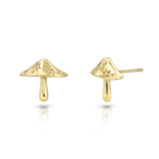 LH x Alice Baby Mushroom Orbit Studs | Ready to Ship Yellow Gold by Logan Hollowell Jewelry