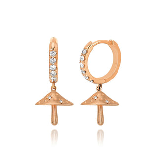 LH x Alice Baby Mushroom Diamond Pavé Orbit Hoops Rose Gold   by Logan Hollowell Jewelry