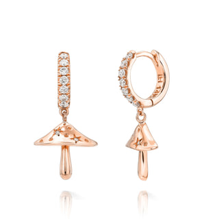 LH x Alice Baby Mushroom Diamond Pavé Orbit Hoops Rose Gold   by Logan Hollowell Jewelry