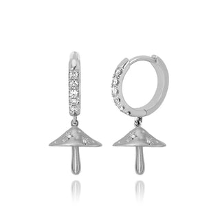 LH x Alice Baby Mushroom Diamond Pavé Orbit Hoops White Gold   by Logan Hollowell Jewelry