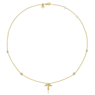 LH x Alice Mushroom Orbit Necklace | Ready to Ship Yellow Gold 14-15" by Logan Hollowell Jewelry