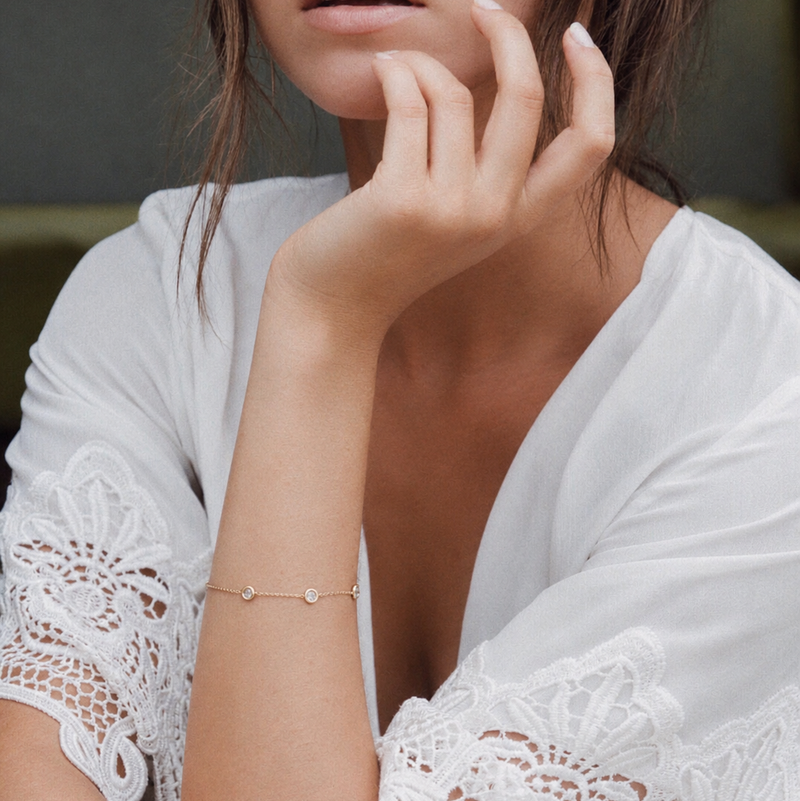 3 Moonstone Orbit Bezel Bracelet