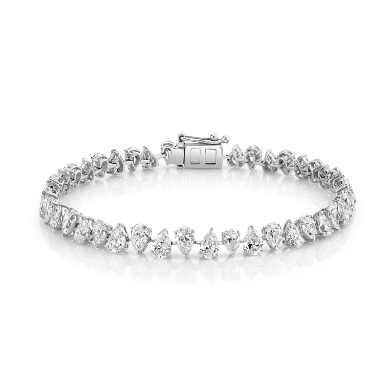 Reverse Water Drop Diamond Tennis Bracelet White Gold 6" by Logan Hollowell Jewelry