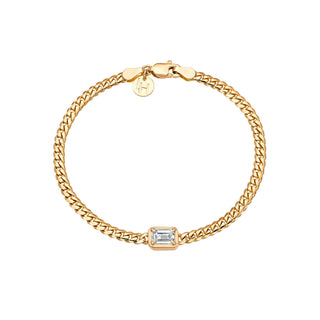 Emerald Cut Diamond Cuban Bracelet Rose Gold 6.5" by Logan Hollowell Jewelry