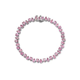 Baby Reverse Water Drop Pink Sapphire Tennis Bracelet White Gold by Logan Hollowell Jewelry