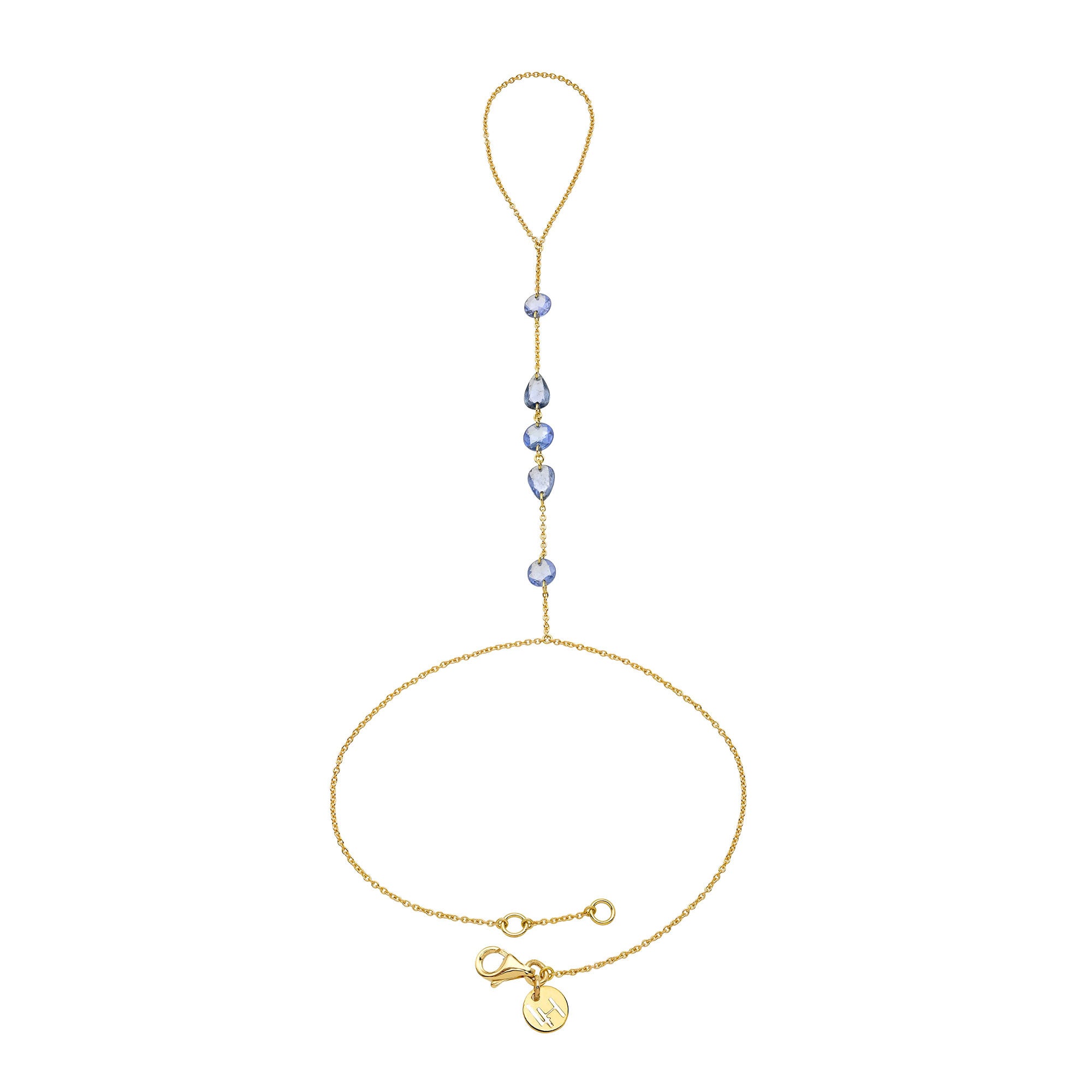 Eau De Rose Cut Iris Blue Sapphire Hand Chain