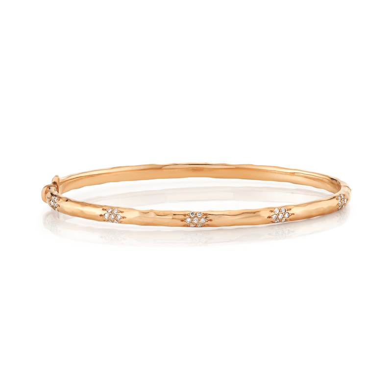 Sevenfold Diamond Bracelet Rose Gold Half Pavé Small by Logan Hollowell Jewelry